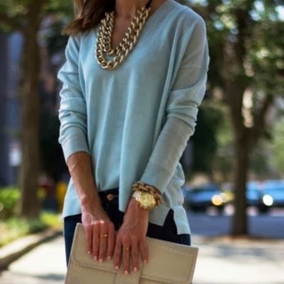 J. Crew Sweaters - J. Crew Blue Airspun Boyfriend Sweater